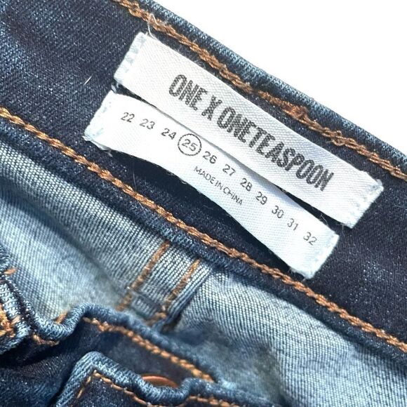 One X One Teaspoon Freebird II Distressed Skinny Jeans sz 25 in Indigo Dark Wash - Picture 8 of 10